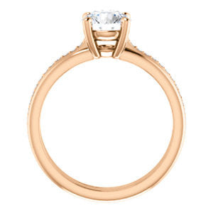Cubic Zirconia Engagement Ring- The Rikki (Customizable Round Cut Design with Double-Grooved Pavé Band)