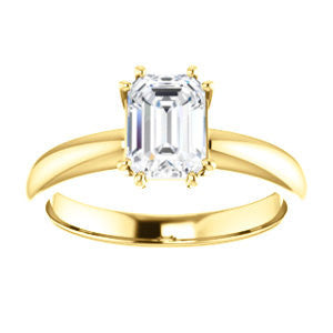 Cubic Zirconia Engagement Ring- The Ziitlaly (Customizable Emerald Cut Solitaire with High Basket)
