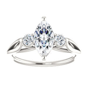 Cubic Zirconia Engagement Ring- The Mahlia (Customizable 3-stone Design with Marquise Cut Center, Round Accents and Split Band)