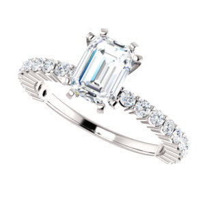 CZ Wedding Set, featuring The Thea engagement ring (Customizable 8-prong Radiant Cut Design with Thin, Stackable Pavé Band)