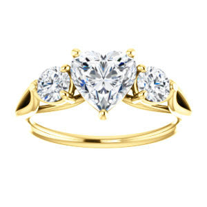 Cubic Zirconia Engagement Ring- The Estefi (Customizable Cathedral-set Heart Cut 3-stone Design with Round Accents & Split Band)
