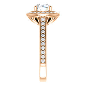 Cubic Zirconia Engagement Ring- The Lorie Ella (Customizable Artisan-Cathedral Round Cut with Halo and Pavé Accents)