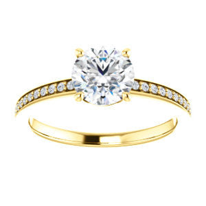 Cubic Zirconia Engagement Ring- The Majo Jimena (Customizable Round Cut Design with Thin Pavé Band)