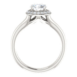 Cubic Zirconia Engagement Ring- The Bebi (Customizable Cathedral-Halo Round Cut Design with Wide Split Band)