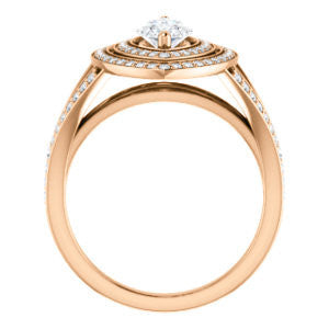 Cubic Zirconia Engagement Ring- The Miriam (Double Halo Ultra-Wide Split Pavé Band with Customizable Marquise Cut Center)
