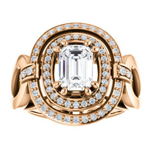 Cubic Zirconia Engagement Ring- The Kandie Lue (Customizable Cathedral-set Radiant Cut with 2x Halo and Prong Accents)