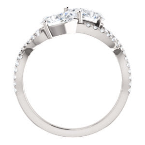 Cubic Zirconia Engagement Ring- The Harleigh (Customizable 2-stone Pear Cut Artisan Style With Twisting Split-Pavé Band)