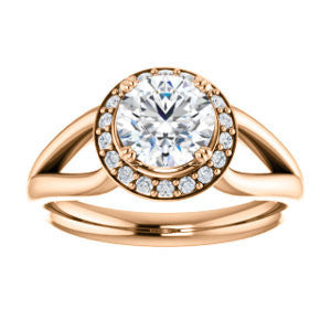 Cubic Zirconia Engagement Ring- The Nancy Avila (Customizable Halo-Accented Round Cut Design with Wide Split-Band)