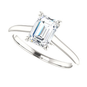 Cubic Zirconia Engagement Ring- The Madelyn (Customizable Emerald Cut Solitaire with Infinity Trellis Decoration)