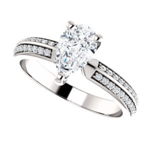 Cubic Zirconia Engagement Ring- The Layla (Customizable Pear Cut Design with Segmented Double-Pavé Band)