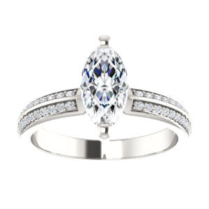 Cubic Zirconia Engagement Ring- The Layla (Customizable Marquise Cut Design with Segmented Double-Pavé Band)