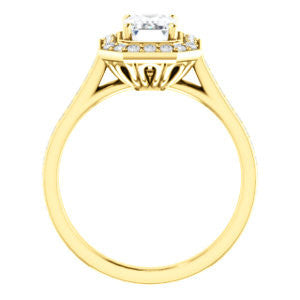 Cubic Zirconia Engagement Ring- The Lorie Ella (Customizable Artisan-Cathedral Emerald Cut with Halo and Pavé Accents)