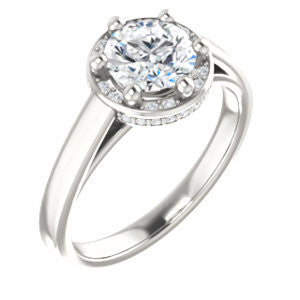 Cubic Zirconia Engagement Ring- The Juana (Customizable Cathedral-raised Round Cut Design with Halo Accents and Under-Halo Style)