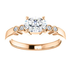 CZ Wedding Set, featuring The Luzella engagement ring (Customizable 5-stone Design with Oval Cut Center and Round Bezel Accents)