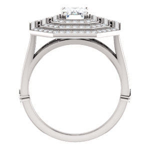 Cubic Zirconia Engagement Ring- The Roza (Customizable Triple-Halo Radiant Cut Design with Split Band and Knuckle Accents)