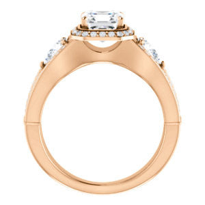 Cubic Zirconia Engagement Ring- The Tricia (Customizable Asscher Cut Ultrawide Split-Pavé-Band Design with Halo & Dual Pear Cut Accents)