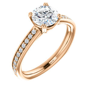 Cubic Zirconia Engagement Ring- The Myrtle (Customizable Round Cut Design with Round-Accented Band & Euro Shank)