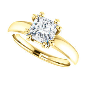 Cubic Zirconia Engagement Ring- The Reba (Customizable 8-pronged Princess Cut Solitaire with Wide Band)