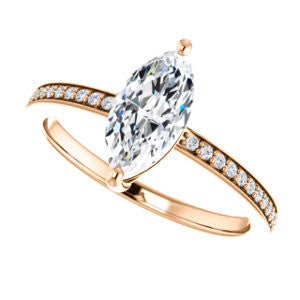 Cubic Zirconia Engagement Ring- The Majo Jimena (Customizable Marquise Cut Design with Thin Pavé Band)