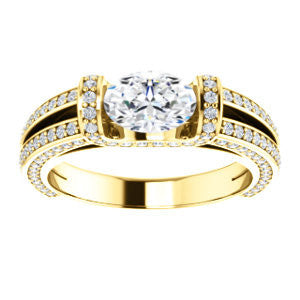 CZ Wedding Set, featuring The Scarlett engagement ring (Oval Cut with Prong-Accented Bar Basket and Split Pavé Band)