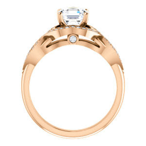 Cubic Zirconia Engagement Ring- The Bannely (Customizable Asscher Cut Semi-Halo Style with Split-Pavé Band and Peekaboo Accents)