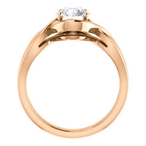 Cubic Zirconia Engagement Ring- The Maude (Customizable Cathedral-raised Round Cut Solitaire with Ribboned Split Band)