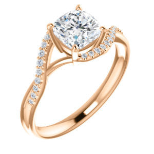 Cubic Zirconia Engagement Ring- The Nikita (Customizable Cushion Cut Bypass Split-Band Style with Micropavé Band Accents)