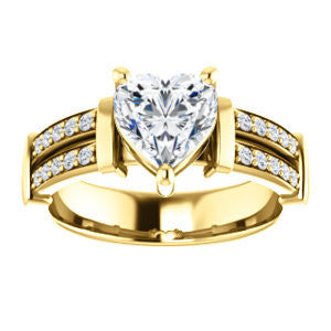 CZ Wedding Set, featuring The Rachana engagement ring (Customizable Heart Cut Design with Wide Split-Pavé Band and Euro Shank)