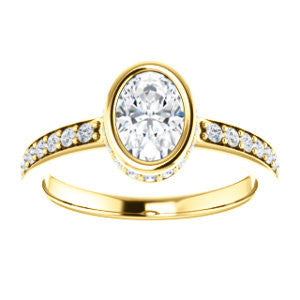 Cubic Zirconia Engagement Ring- The Monaco (Customizable Vintage Oval Cut Design with Crown-inspired Under-halo Trellis and Pavé Band)