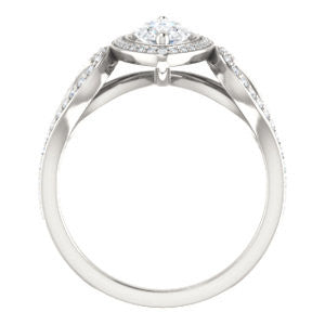 Cubic Zirconia Engagement Ring- The Roya (Customizable Cathedral-Halo Marquise Cut Design with Wide Ribbon-inspired Split-Pavé Band)