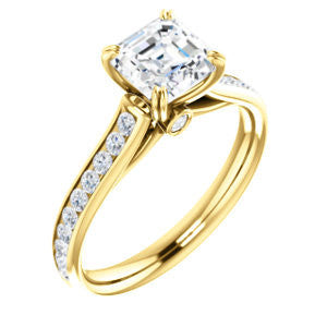 CZ Wedding Set, featuring The Tabitha engagement ring (Customizable Asscher Center with Round Channel)