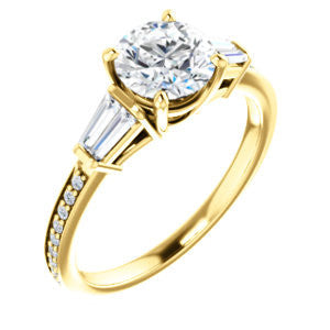 Cubic Zirconia Engagement Ring- The Bhakti (Customizable Enhanced 5-stone Round Cut Design with Thin Pavé Band)