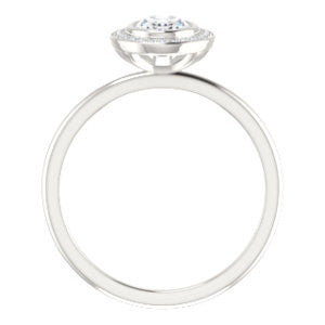 Cubic Zirconia Engagement Ring- The Maura (Customizable Bezel-set Oval Cut Halo Design with Thin Band)