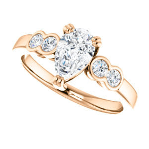 Cubic Zirconia Engagement Ring- The Yucsin (Customizable Pear Cut Five-stone Design with Round Bezel Accents)