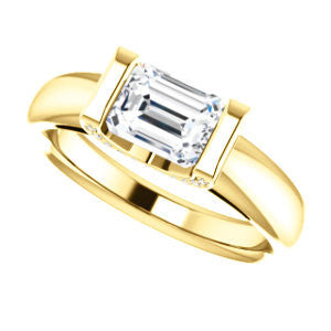 CZ Wedding Set, featuring The Tory engagement ring (Customizable Cathedral-style Bar-set Emerald Cut Ring with Prong Accents)