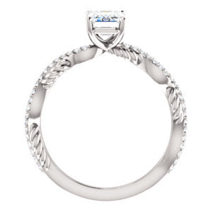 CZ Wedding Set, featuring The Janneth engagement ring (Customizable Emerald Cut Design with Twisting Rope-Pavé Split Band)