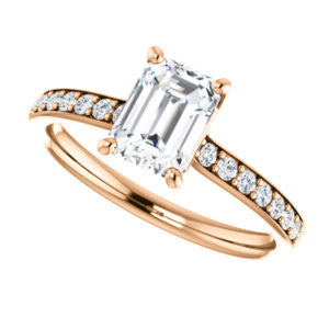 Cubic Zirconia Engagement Ring- The Monikama (Customizable Radiant Cut Thin Band Design with Round Accents)