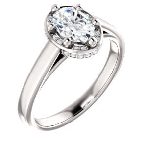 Cubic Zirconia Engagement Ring- The Juana (Customizable Cathedral-raised Oval Cut Design with Halo Accents and Under-Halo Style)