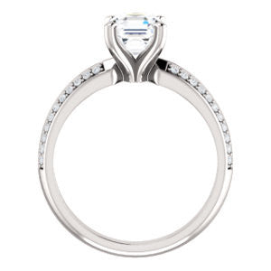 Cubic Zirconia Engagement Ring- The Layla (Customizable Asscher Cut Design with Segmented Double-Pavé Band)