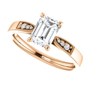 Cubic Zirconia Engagement Ring- The Ruth (Customizable 7-stone Emerald Cut Style with Vintage Filigree)