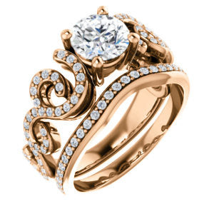CZ Wedding Set, featuring The Carla engagement ring (Customizable Round Cut Split-Band Curves)