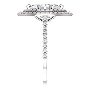 CZ Wedding Set, featuring The Alexandra engagement ring (Customizable Marquise Cut Double Halo Center with U-Pave and Pavé  Band)