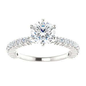 CZ Wedding Set, featuring The Thea engagement ring (Customizable 8-prong Round Cut Design with Thin, Stackable Pavé Band)