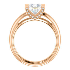 Cubic Zirconia Engagement Ring- The Tory (Customizable Cathedral-style Bar-set Princess Cut Ring with Prong Accents)