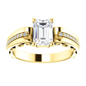 Cubic Zirconia Engagement Ring- The Atia (Customizable Radiant Cut Design with Three-sided Channel Pavé Band)