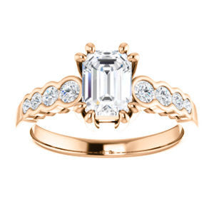 Cubic Zirconia Engagement Ring- The Jhenny (Customizable Radiant Cut 9-Stone Design with Round Bezel Accents)