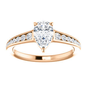 Cubic Zirconia Engagement Ring- The Noa (Customizable Pear Cut Center featuring Tapered Band with Round Channel Accents)