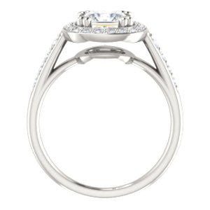 Cubic Zirconia Engagement Ring- The Julie Madison (Customizable Princess Cut Style with Halo and Round Cut Journey-Style Band Accents)