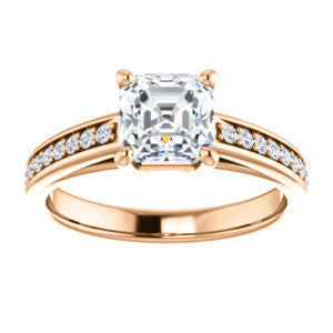 Cubic Zirconia Engagement Ring- The Samantha (Customizable Asscher and Cathedral Channel/Prong Band)
