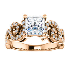 Cubic Zirconia Engagement Ring- The Carla (Customizable Princess Cut Split-Band Curves)